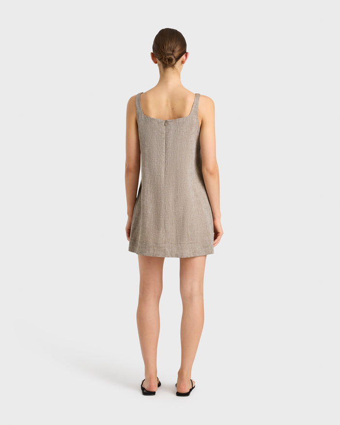 Bondi Born Leiden A-Line Mini Dress - Sepia