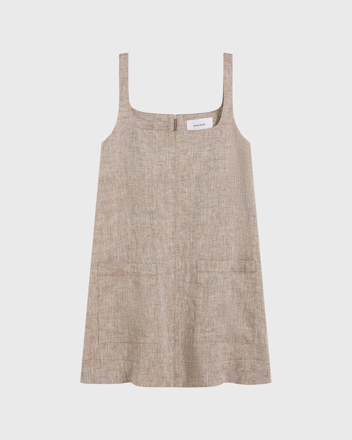 Bondi Born Leiden A-Line Mini Dress - Sepia
