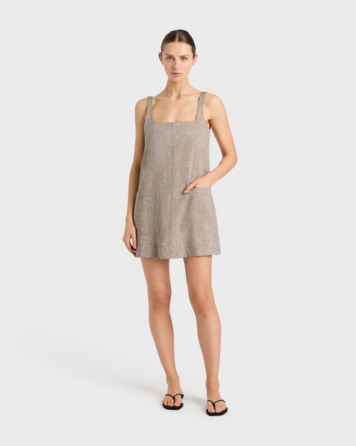 bondi born Leiden A-Line Mini Dress - Sepia