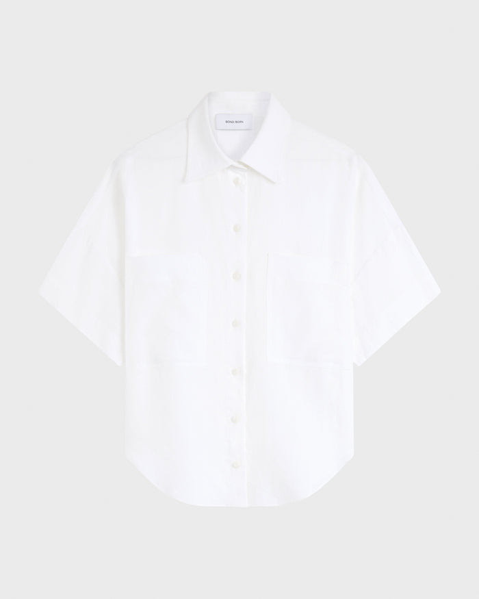 Bondi Born Leiden Linen Short Sleeve Shirt - White