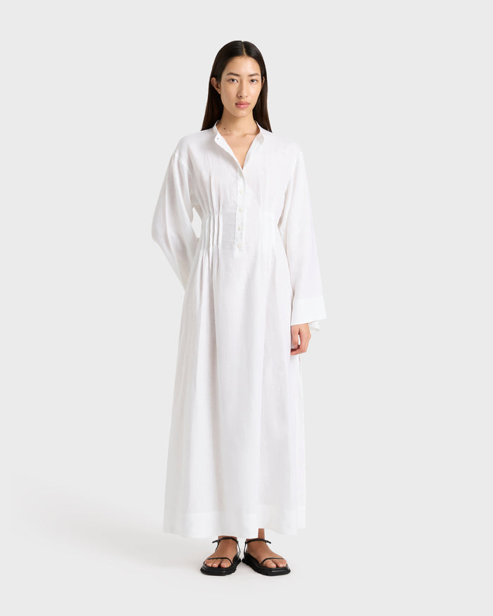 bondi born Leiden Pleated Caftan Dress - White