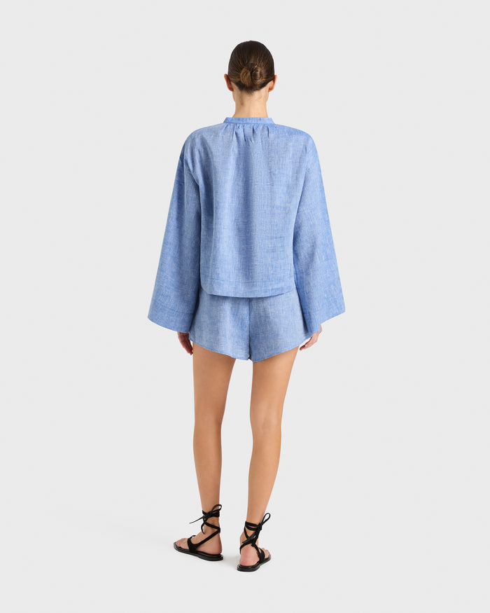 Bondi Born Leiden Relaxed Sleeve Top - Denim