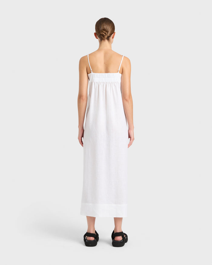 Bondi Born Leiden Side Button Cami Dress - White