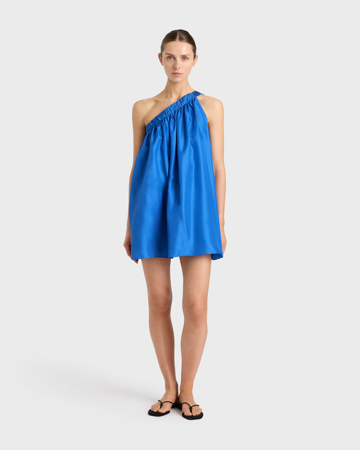 bondi born Marfa Silk Mini Dress - Cerulean
