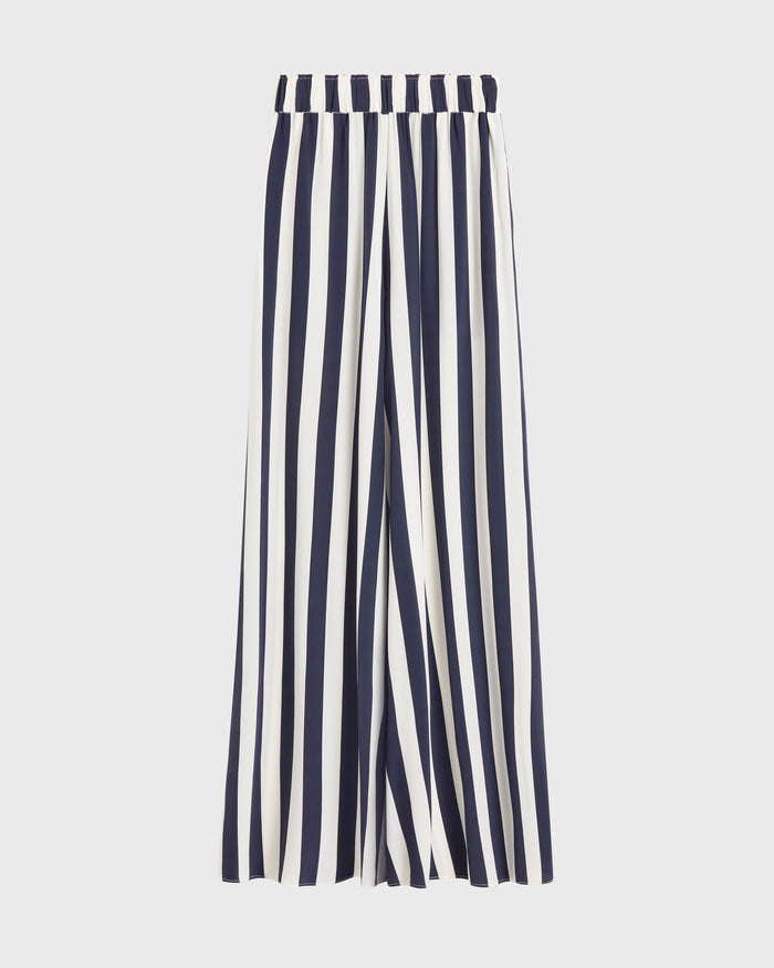Bondi Born Orta Silk Palazzo Pant - Navy Stripe