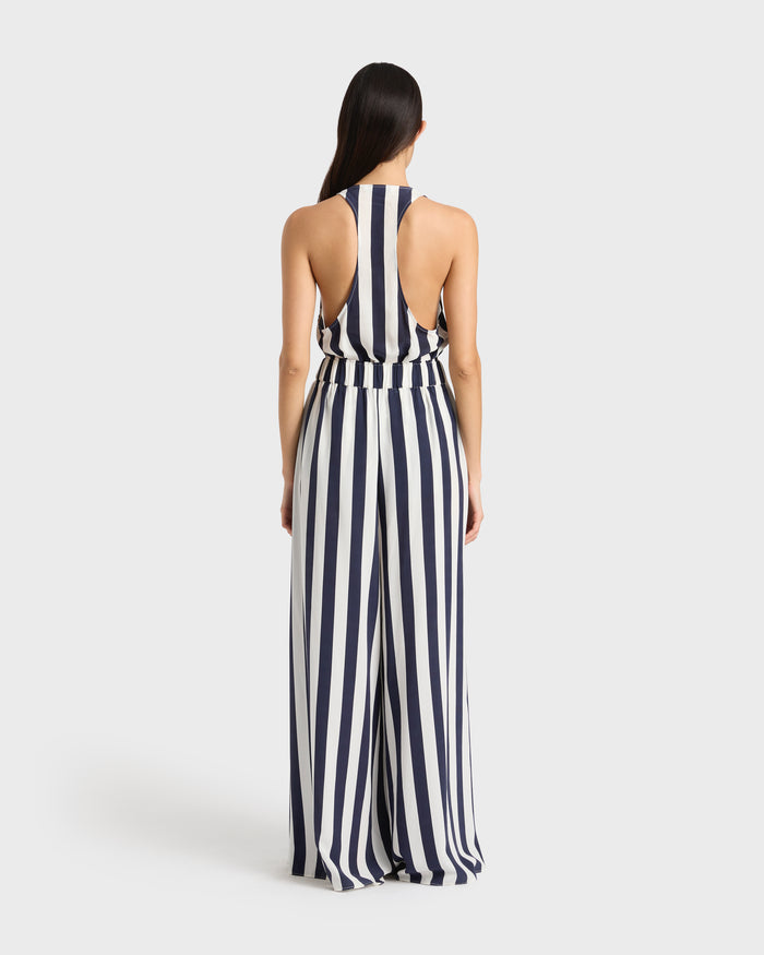 Bondi Born Orta Silk Tank Top - Navy Stripe