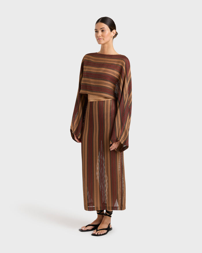 Bondi Born Sana Long Sleeve Top - Bronze Stripe
