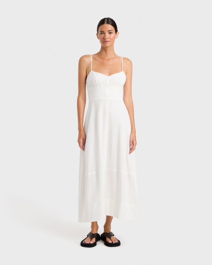 bondi born Hastings Organic Cotton Midi Dress - White