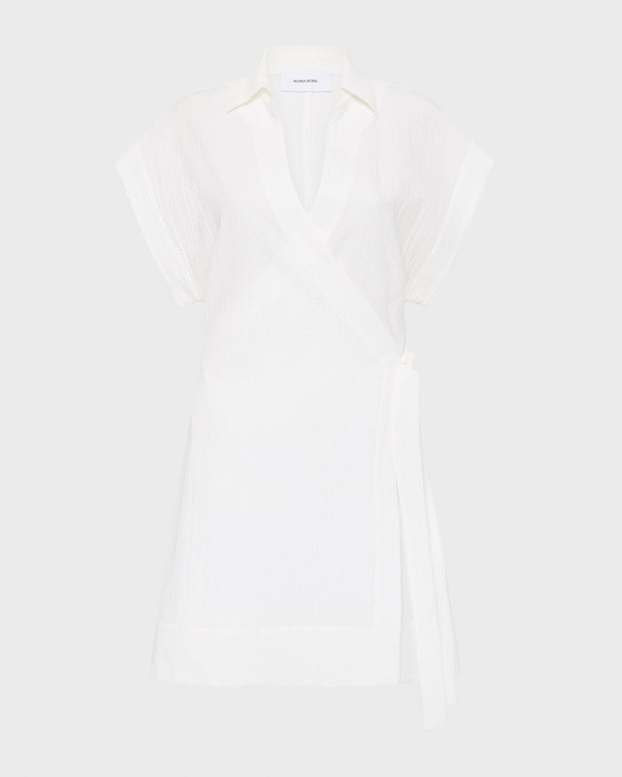 Bondi Born Hastings Organic Cotton Mini Wrap Dress - White
