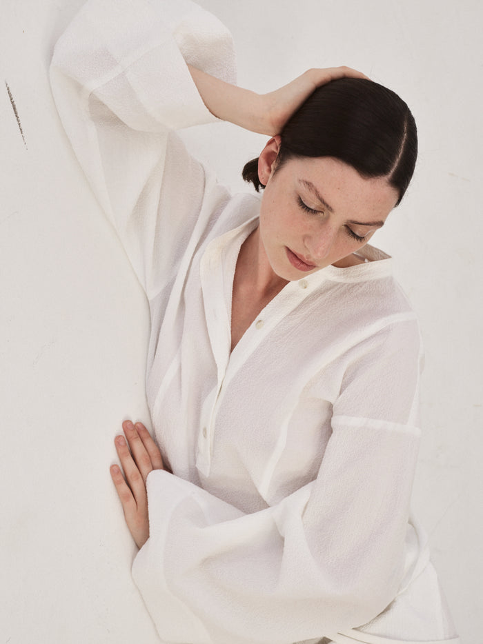 Bondi Born Hastings Organic Cotton Relaxed Sleeve Top - White