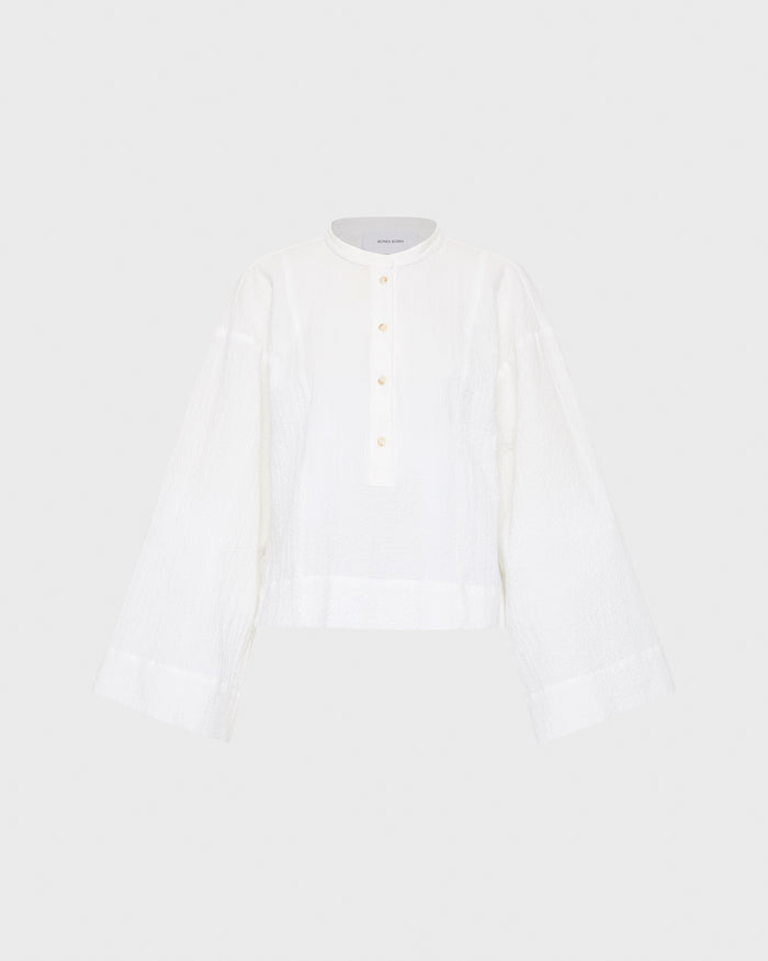 Bondi Born Hastings Organic Cotton Relaxed Sleeve Top - White