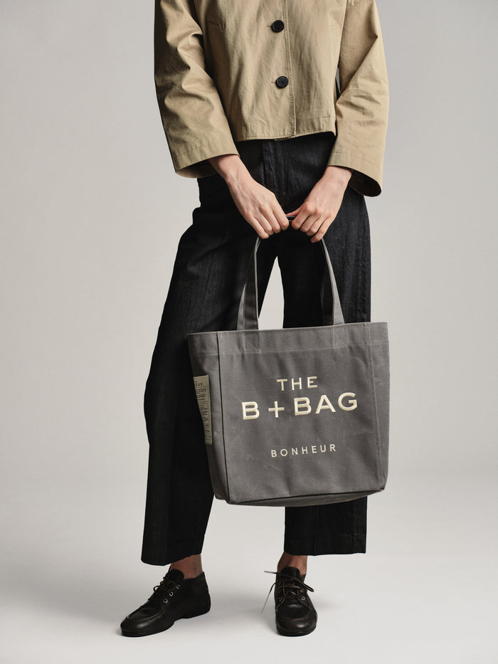 Bonheur Canvas Ghost Gray Medium Tote Bag
