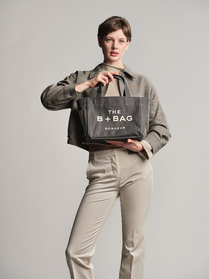 Bonheur Canvas Ghost Gray Small Tote Bag