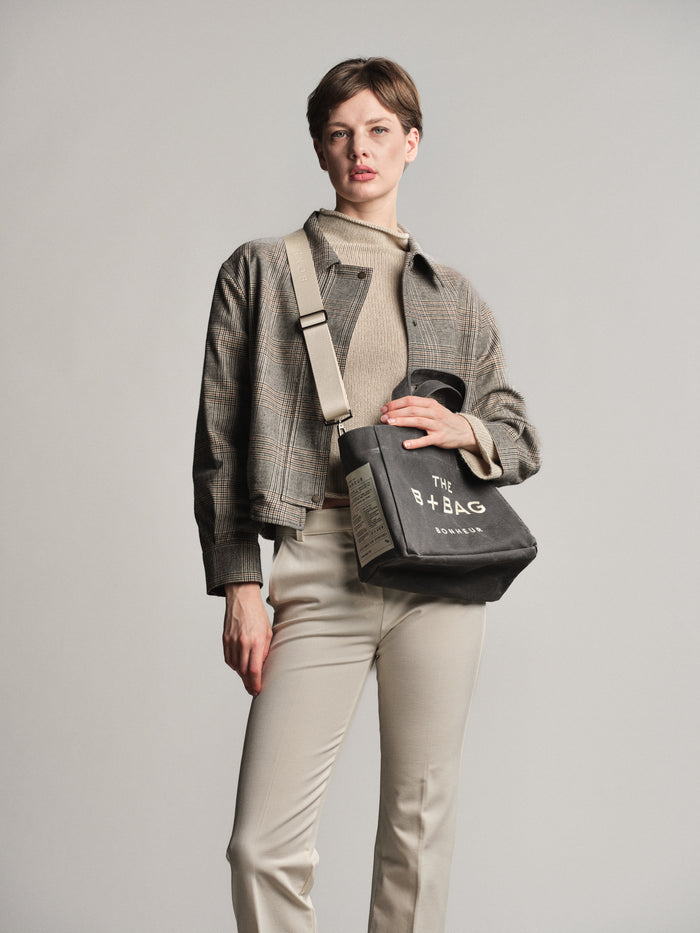 Bonheur Canvas Ghost Gray Small Tote Bag