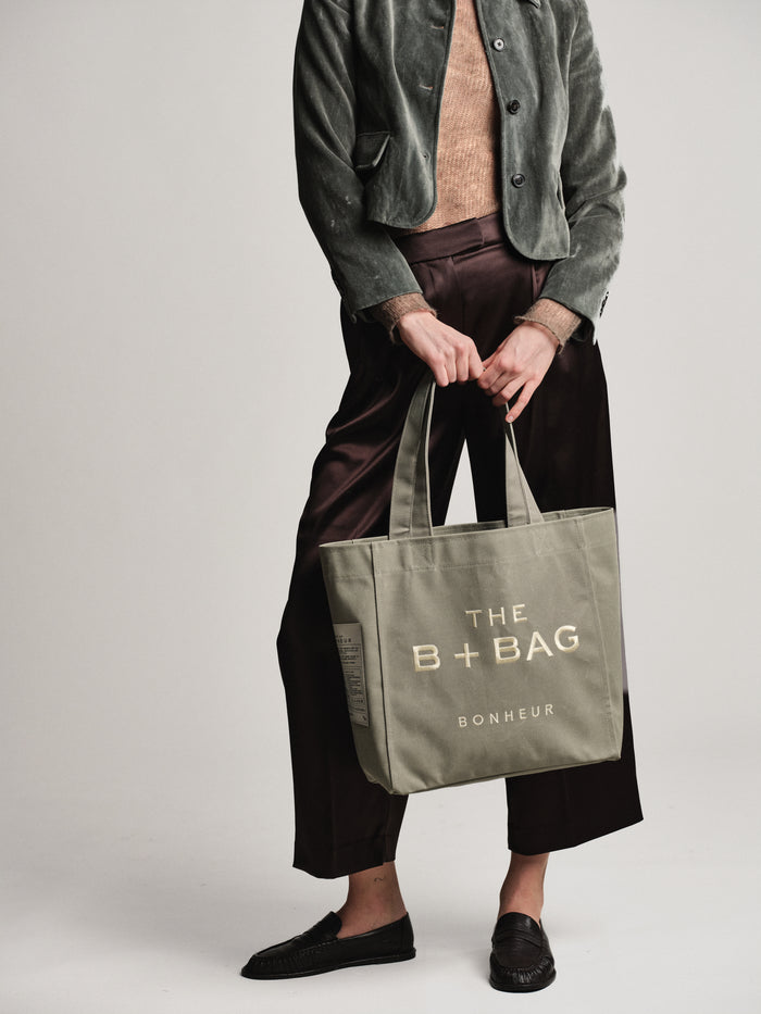 Bonheur Canvas Milky Green Medium Tote Bag