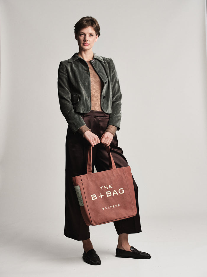 Bonheur Canvas Terra Cota Medium Tote Bag