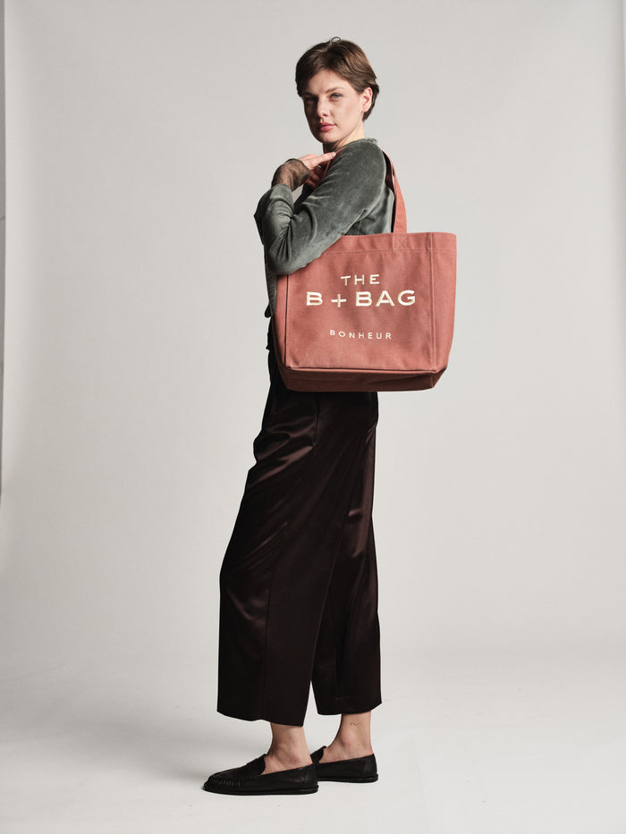 Bonheur Canvas Terra Cota Medium Tote Bag
