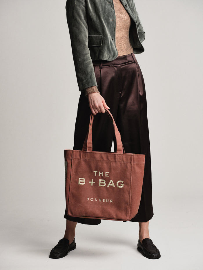 Bonheur Canvas Terra Cota Medium Tote Bag