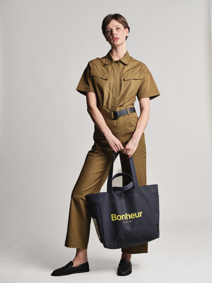 Bonheur N°4 Canvas Cotton Bag- Blue Jean