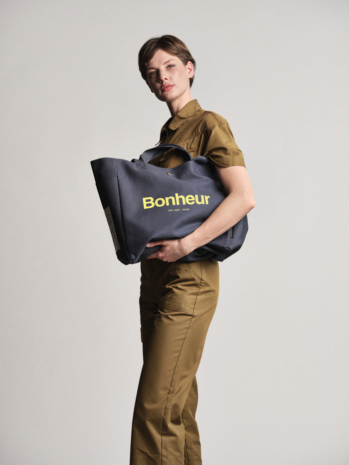Bonheur N°4 Canvas Cotton Bag- Blue Jean