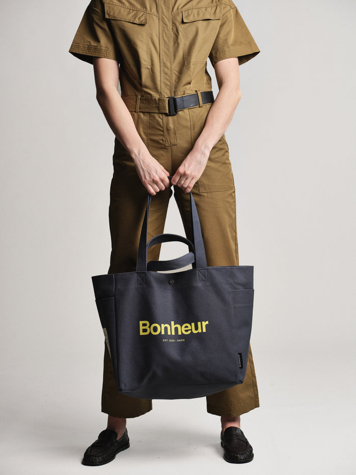 Bonheur N°4 Canvas Cotton Bag- Blue Jean