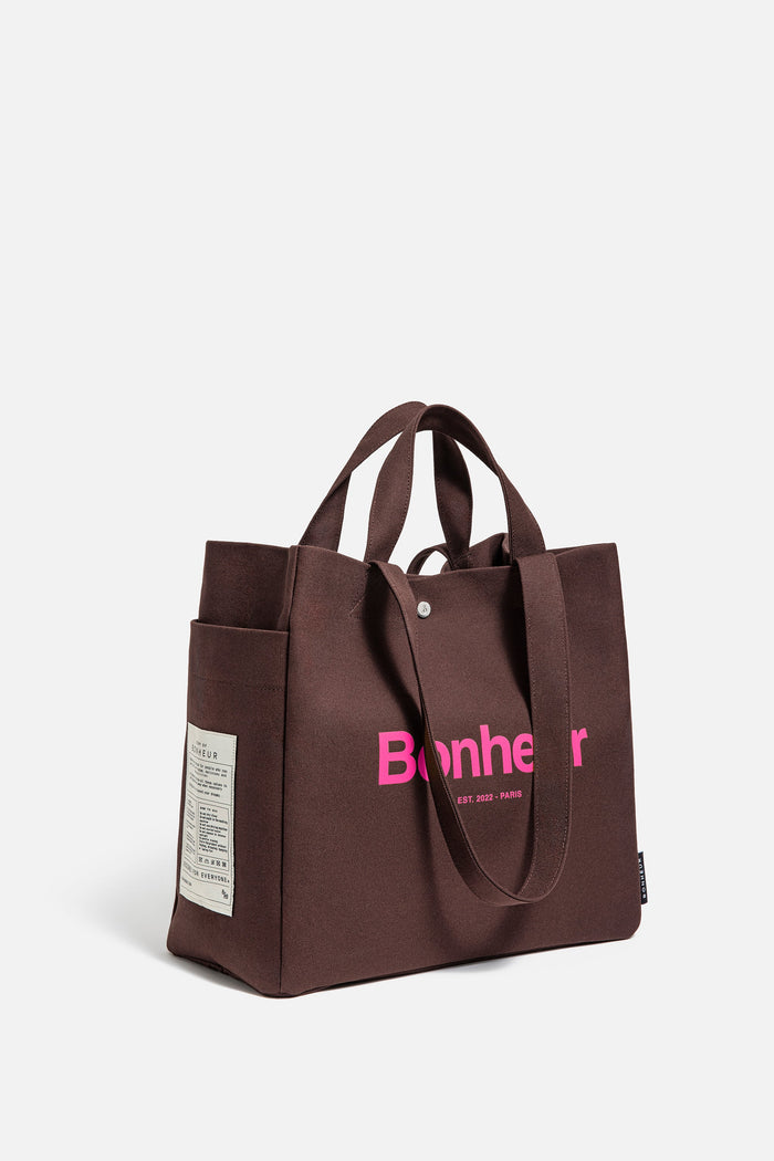 Bonheur N°4 Canvas Cotton Bag- Cherry Brownıe