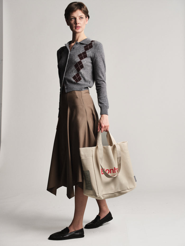 Bonheur N°4 Canvas Cotton Bag- Cloud Whıte