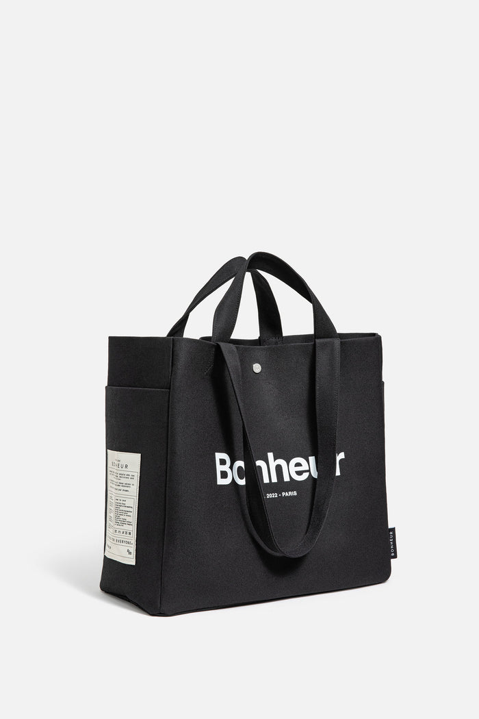 Bonheur N°4 Canvas Cotton Bag- Cold Black