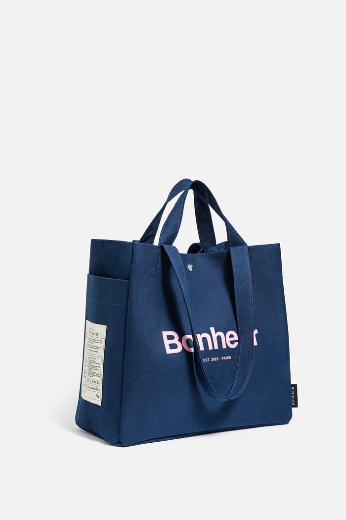 Bonheur N°4 Canvas Cotton Bag- Dark Jean