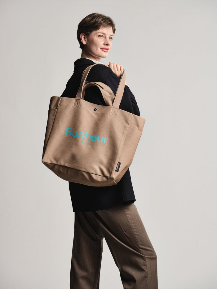Bonheur N°4 Canvas Cotton Bag- Espresso Cream