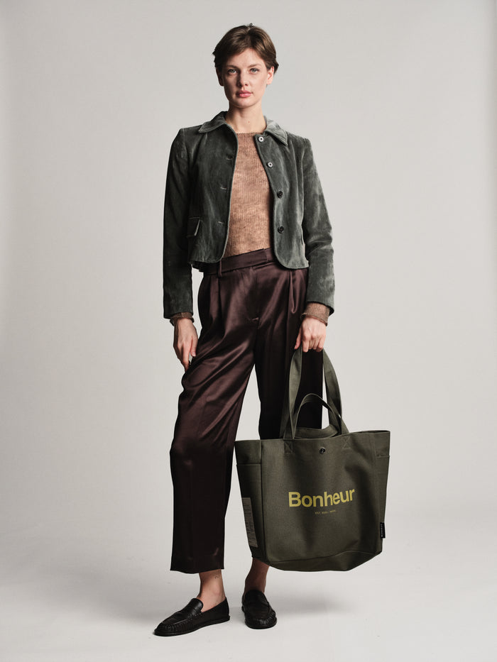 Bonheur N°4 Canvas Cotton Bag- Green Splash