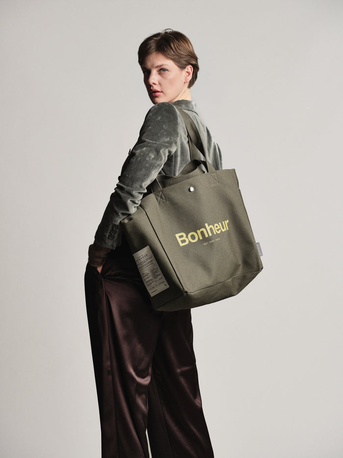 Bonheur N°4 Canvas Cotton Bag- Green Splash
