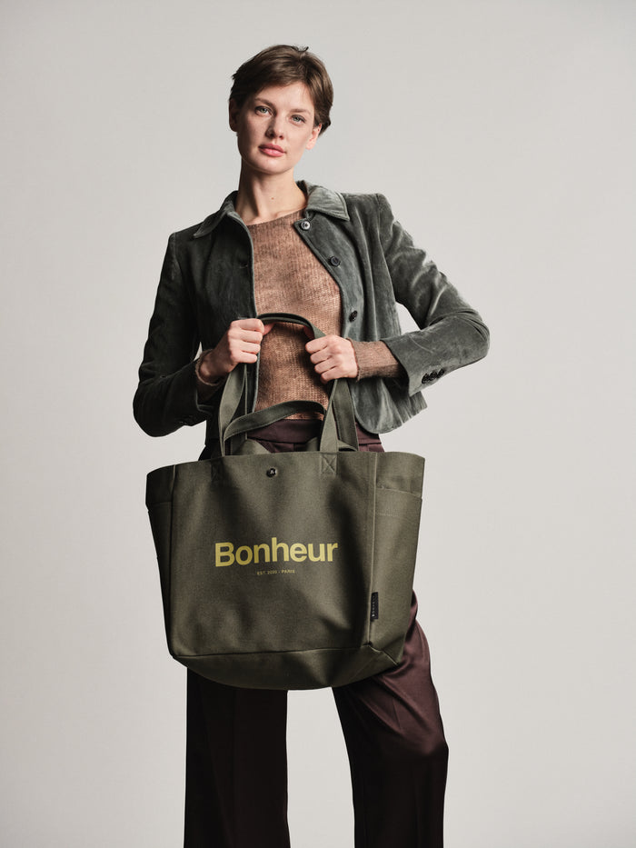 Bonheur N°4 Canvas Cotton Bag- Green Splash