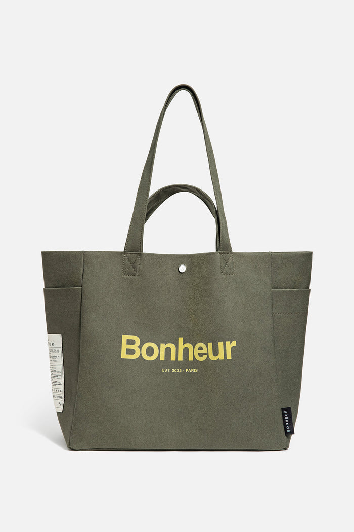 bonheur N°4 Canvas Cotton Bag- Green Splash
