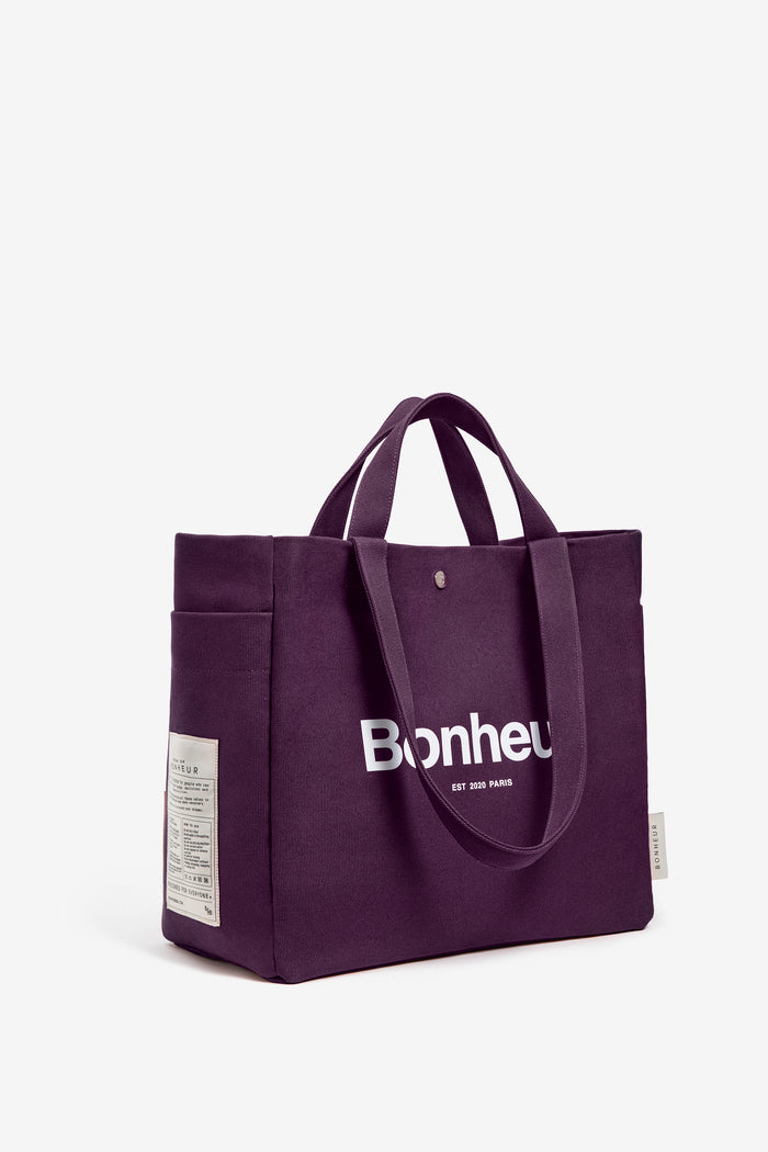Bonheur N°4 Canvas Cotton Bag- Plum Purple