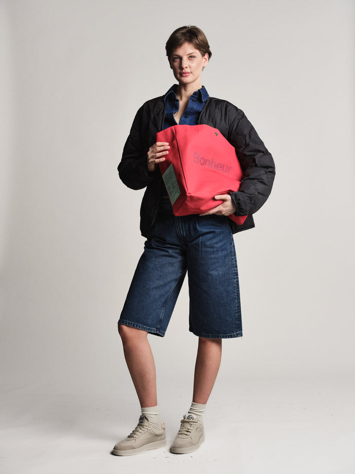 Bonheur N°4 Canvas Cotton Bag- Raspberry Red