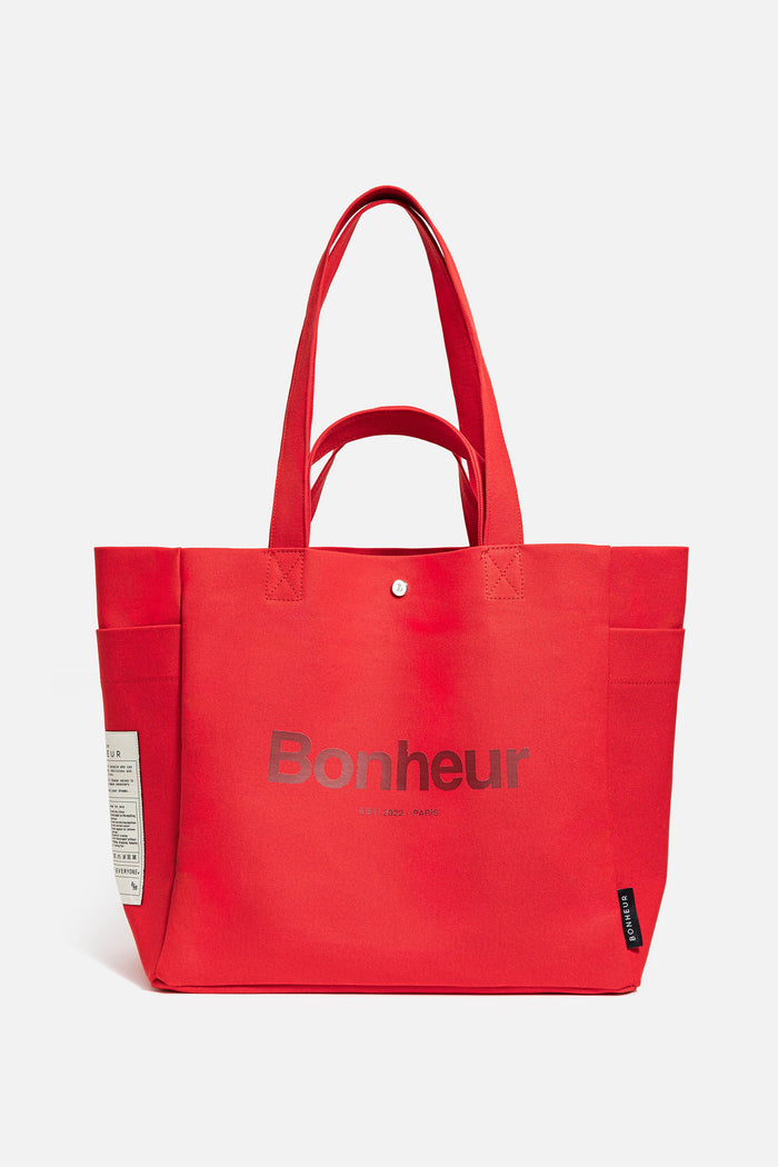 bonheur N°4 Canvas Cotton Bag- Raspberry Red