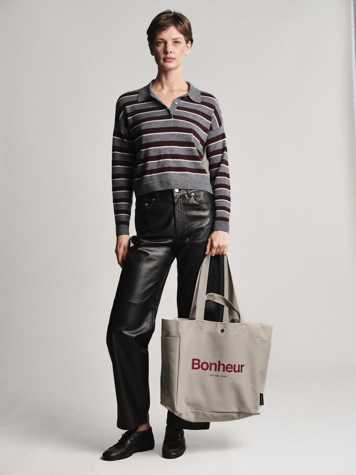 Bonheur N°4 Canvas Cotton Bag- Soft Gray