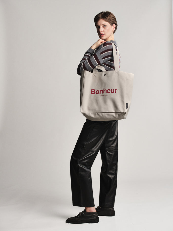 Bonheur N°4 Canvas Cotton Bag- Soft Gray