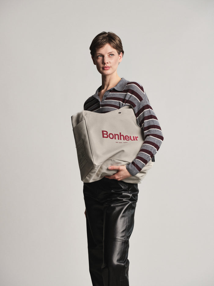 Bonheur N°4 Canvas Cotton Bag- Soft Gray