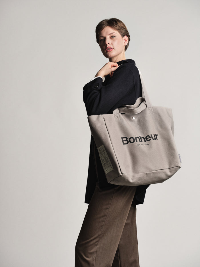 Bonheur N°4 Canvas Cotton Bag- Suede Gray