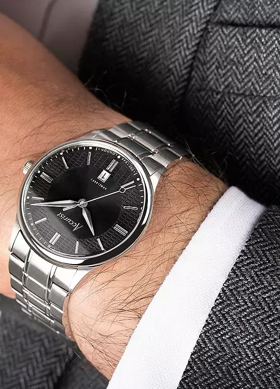 Bonprix Accurist Men’s Classic Silver Stainless Steel Bracelet Analogue 37mm Watch