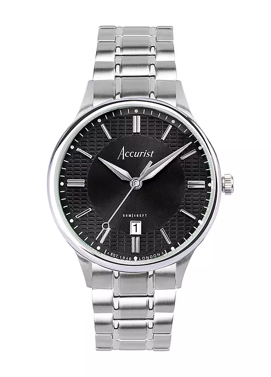 Bonprix Accurist Men’s Classic Silver Stainless Steel Bracelet Analogue 37mm Watch