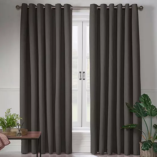bonprix Alan Symonds Linen Look Pair of Blackout Eyelet Curtains