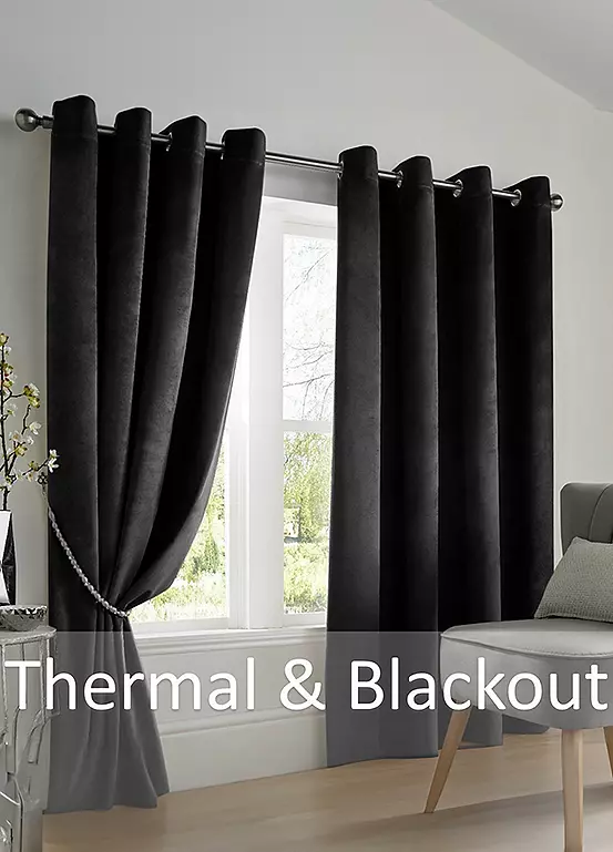 Bonprix Alan Symonds Velvet Blackout Pair Of Eyelet Curtains