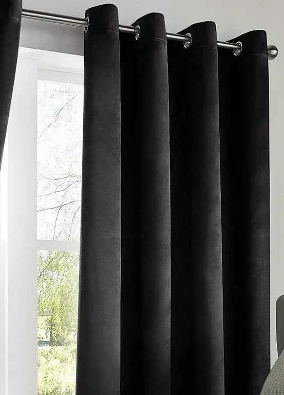Bonprix Alan Symonds Velvet Blackout Pair Of Eyelet Curtains