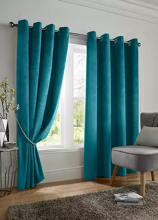 bonprix Alan Symonds Velvet Blackout Pair of Eyelet Curtains