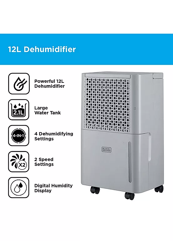 Bonprix Black And Decker 12L Smart Dehumidifier & Ionizer BXEH600016GB - White