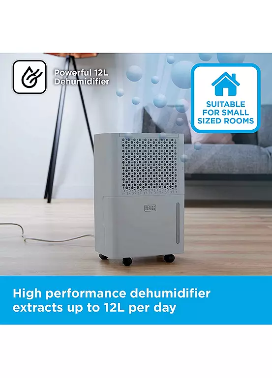 Bonprix Black And Decker 12L Smart Dehumidifier & Ionizer BXEH600016GB - White