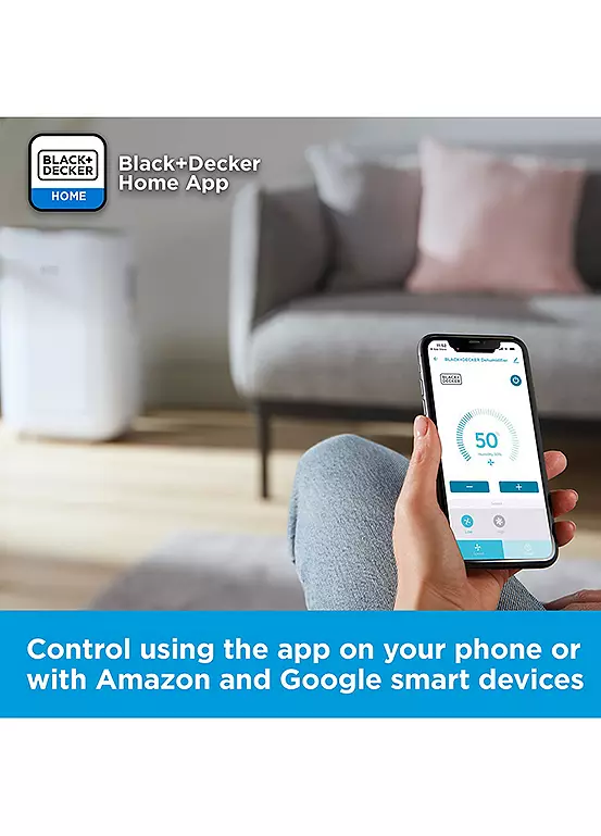 Bonprix Black And Decker BXEH60014GB 20L Smart Dehumidifier With 4 Modes Quiet 6.5L Water Tank 24hr Timer - White